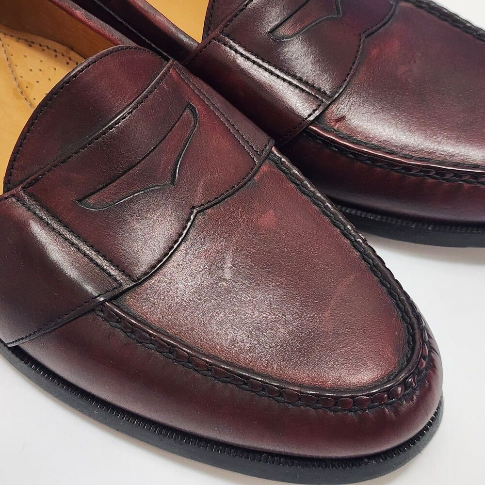 Cole Haan Made In U.S.A. Maroon Leather Shoes Penny Loafers Slip On Mens 11.5D - Picture 15 of 16